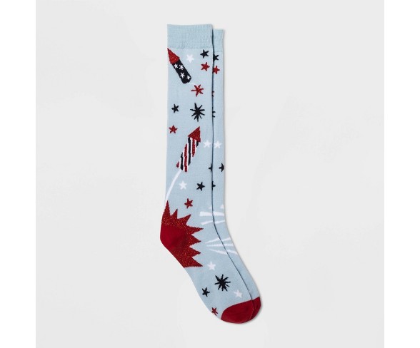 Women's Firework Knee High Socks - Blue One Size