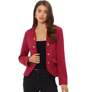 INSPIRE CHIC Women's Vintage Open Front Steampunk Button Faux Suede Jacket - 1 of 4