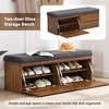 NicBex Linen Fabric Storage Ottoman Bench with Double Doors,Storage Ottoman with Adjustable Shelves,Storage Bench for Living Room,Bedroom - 2 of 4