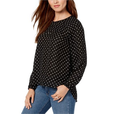 maison Jules Womens Heart-Print Pullover Blouse
