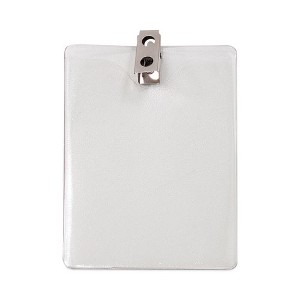 Advantus ID Badge Holders with Clip, Vertical, Clear 3.38" x 4.25" Holder, 3.13" x 3.75" Insert, 50/Pack - 1 of 4