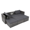 Maggift 5PCS Patio Seating Rattan Furniture Set Sectional Sofa Cushioned Garden, Tempered Glass Table, Gray, 82.5"*27.5"*26.7" - 3 of 4