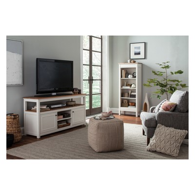 Savannah 63'' Ivory and Natural Wood Adjustable Tall Bookcase