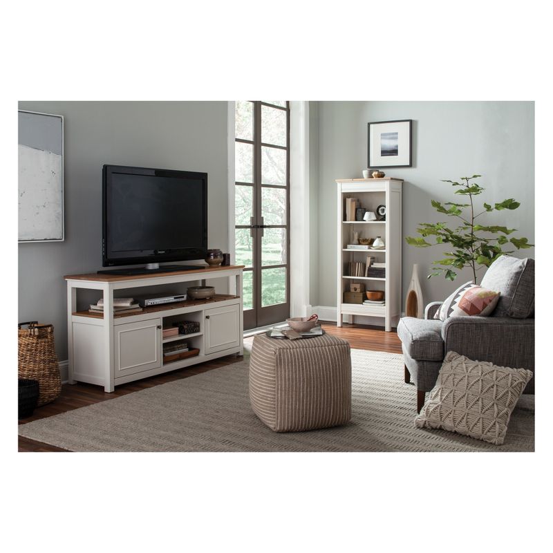 Savannah Cabinet Natural Top Wood TV Stand for TVs up to 64&#34; Ivory - Bolton Furniture, 4 of 6