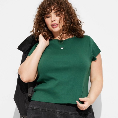 Women s Cap Sleeve Everybody Graphic T shirt Wild Fable Dark Green Xxl Target