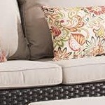 brown wicker+beige cushion