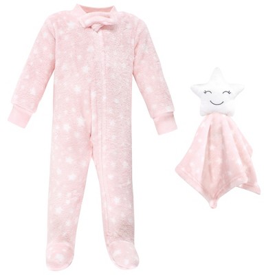 Image of Hudson Baby Infant Girl Flannel Plush Sleep and Play and Security Toy, Girl Star, 0-3 Months