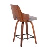 Set of 2 Stella Counter Height Barstools with Swivel & Footrest - LumiSource: Walnut/Light Gray/Black - 4 of 4