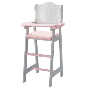 Olivia's Little World - Polka Dots Princess Baby Doll High Chair - Grey - 1 of 4
