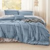 Bedsure | 3/4 Pcs Pinch Pleat Bed Solid Comforter &  Pillowcases Bedding Set - 2 of 4