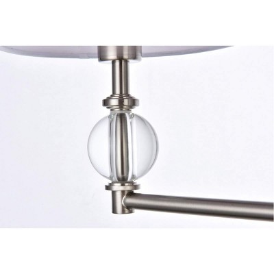 Bethany Satin Nickel 3-Light Bath Sconce with White Fabric Shades