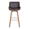 30" Gambier Mid-Century Swivel Bar Height Barstool Brown - Armen Living: Chrome Base, Faux Leather Upholstery, Foam Padding - 2 of 4