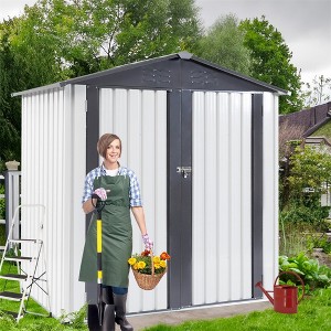6x4 Ft Metal Storage Shed, Waterproof Outdoor Tool Storage Cabinet Garden Shed With Lockable Hinged Doors For Backyard Patio Lawn Trash Cans Black - 1 of 4
