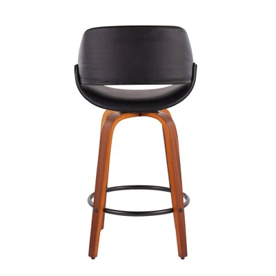 Walnut and Black Metal Swivel Adjustable Counter Stool, Set of 2
