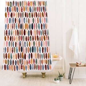 Deny Designs Ninola Designs Dashes Mineral Shower Curtain Pink : Microfiber, Machine Washable, Non-Slip Backing - 1 of 4
