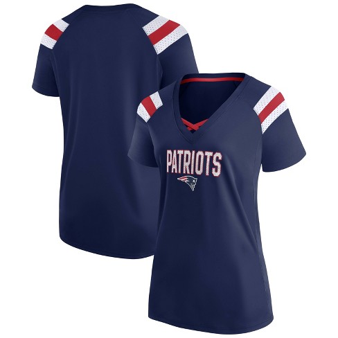 NFL New England Patriots Women's Authentic Mesh Short Sleeve Lace Up V-Neck  Fashion Jersey - S