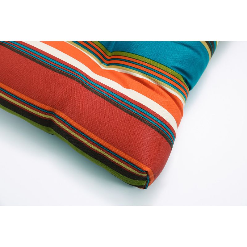 Outdoor Wicker Loveseat Cushion - Brown/Red/Teal Stripe - Pillow Perfect, 3 of 6