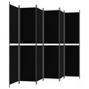 vidaXL 6-Panel Room Divider in Black Fabric - 118.1"x86.6" - Space-Saving Foldable Design for Versatile Use, Home Décor and Sun Blocker - 4 of 4