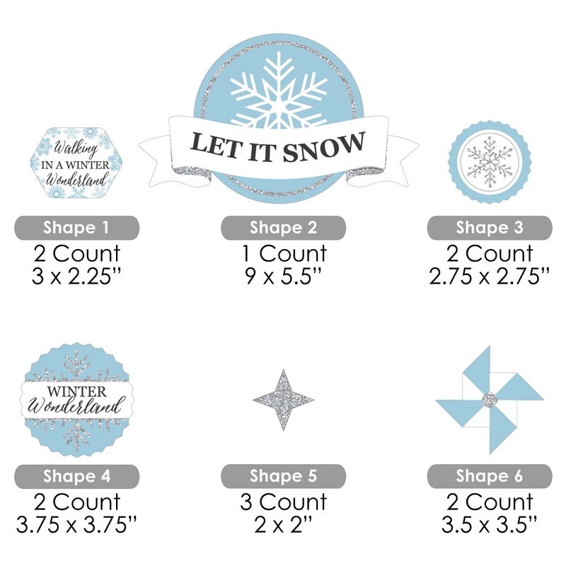 Big Dot of Happiness Winter Wonderland - Snowflake Holiday Party and Winter Wedding Cake Decorating Kit - Let It Snow Cake Topper Set - 11 Pieces, 5 of 7