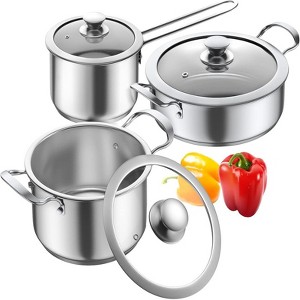 BRINJOY 6-piece non-stick kitchen stainless steel pot set, induction cookware set, suitable for induction/electric stove and gas stove - 1 of 4