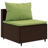 vidaXL Patio Lounge Set - 9 Piece Brown Poly Rattan Sectional Sofa with Glass Table and Green Cushions for Outdoor, Garden, Terrace - 4 of 4