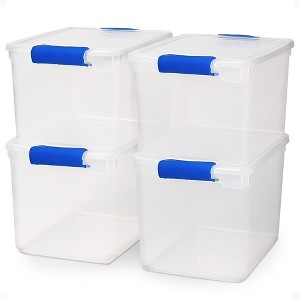 Homz Secure Latch Large Clear Stackable Storage Container Bin, 31 Quart, 4 Count - 1 of 4
