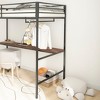 LOVMOR Twin Loft Bed with Cinnamon Wood Desk and Closet Rod, w/ Bulit-in Ladder & Safety Guardrail No Box Spring Needed, for Kids Bedroom - 3 of 4