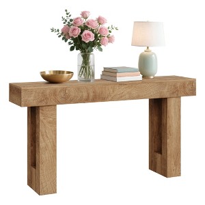 63" Farmhouse Console Table - Long Sofa Table Behind Couch, Wooden Entryway Table for Living Room, Hallway, Entrance, Rustic Rectangular Design - 1 of 4