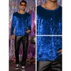 INSPIRE CHIC Men's Vintage Crew Neck Long Sleeves Velvet T-Shirts - 4 of 4