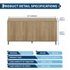 63in Sideboard Buffet Cabinet with Storage, Wood Kitchen Storage Cabinet with 4 Fluted Doors and Adjustable Shelves for Living Room, Natural - 2 of 4