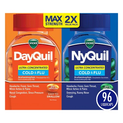 Vicks DayQuil &#38; NyQuil Ultra Concentrated Cold &#38; Flu Medicine Liquicaps - 96ct