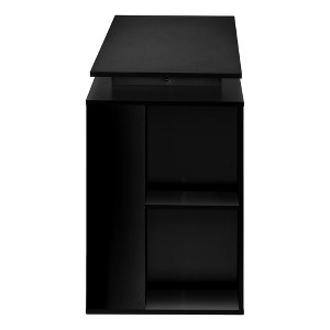 Vynxaria Modern 55" Black Laminate Computer Desk with Black Metal Frame Reversible Setup Storage Shelves for Home Office - 1 of 4
