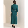 INSPIRE CHIC Women's Casual Pleated Collar V Neck Belted Maxi Dresses - 3 of 4