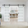 SMARTSTANDARD 80 in. & 84 in. White Glass Barn Door with Sliding Door Hardware Kit & Handle - Predrilled Ready to Assemble, 5-Lite Frosted Glass - 3 of 4