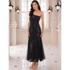 INSPIRE CHIC Women's Sequin Maxi One Shoulder Mermaid Prom Evening Wedding Cocktail Dress - 2 of 4