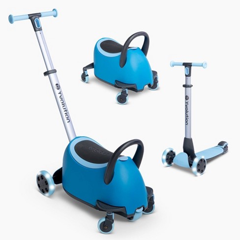 Yvolution Y Glider Luna Ages 10 Months to 10 Years 5-in-1 Ride-On to Scooter with Storage Trunk Blue