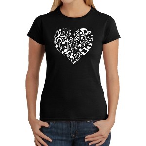 LA Pop Art Women's Word Art T-Shirt - Heart Notes - 1 of 4