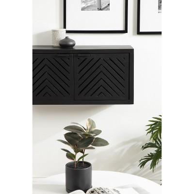 Black Mango Wood 2-Door Wall Cabinet, 30x10x14