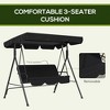 Sapphtopaz Porch Swing 3-Person Patio Swing Chair Outdoor Swing Backrest Bed with Adjustable Canopy and Stand for Garden, Backyard, Terrace - 3 of 4