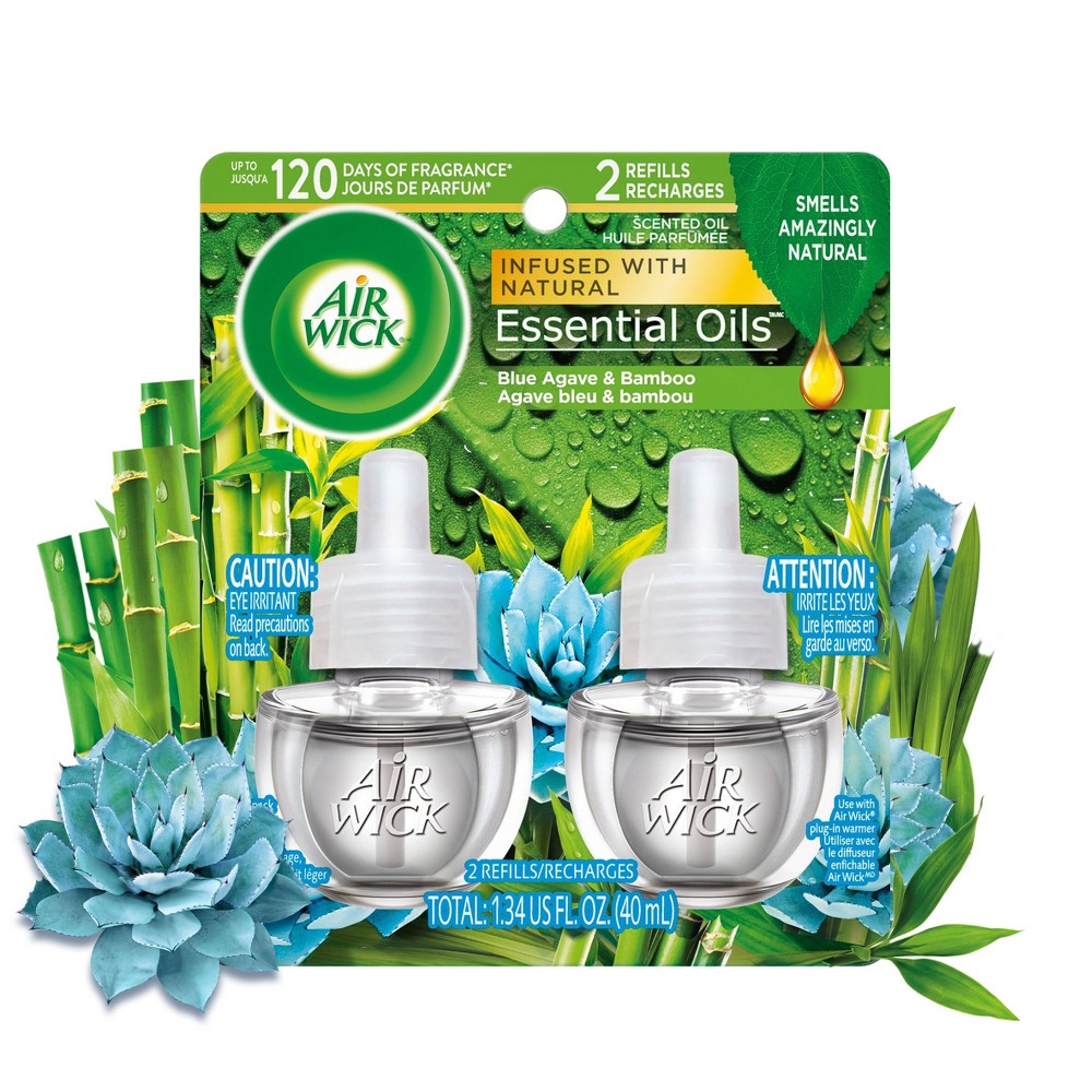 Air Wick Essential Oils - Blue Agave and Bamboo - 1.34 fl oz/2pk ( 6 ct ) and the box 