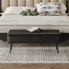 Leather Bench with Storage Ottoman, Foot Rest with Legs, Entryway End of Bed Bench with Stitching, Safety Hinges, for Living Room, Bedroom, Entryway - 3 of 4