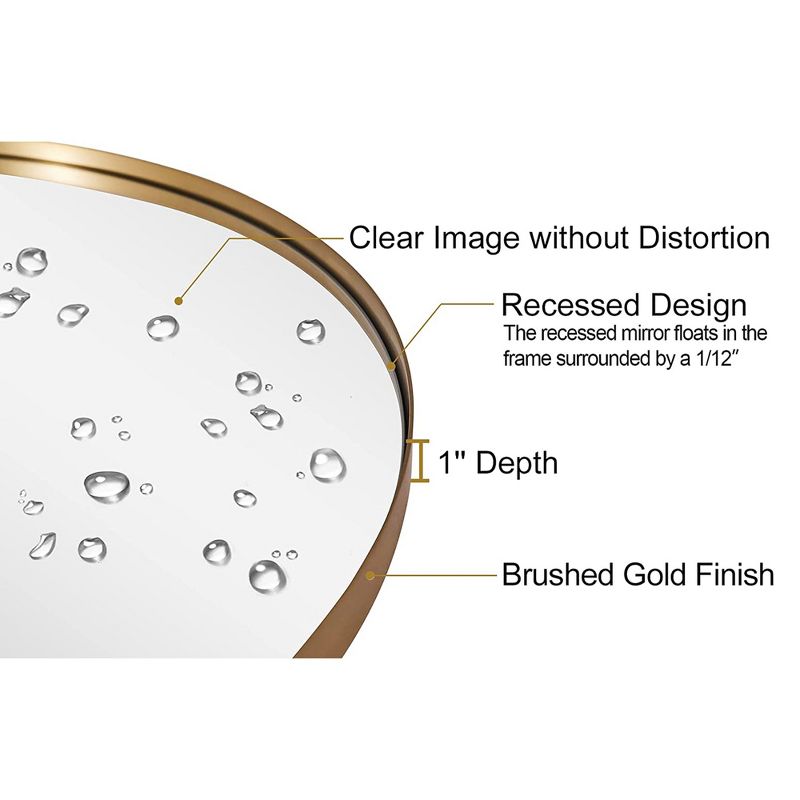 ANDY STAR T03-S10-O2028G Modern Decorative 20 x 28 Inch Oval Wall Mounted Hanging Bathroom Vanity Mirror with Stainless Steel Metal Frame, Gold, 2 of 7