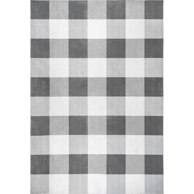 Gray Buffalo Plaid Washable Rectangular Area Rug