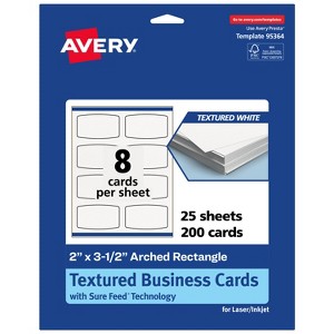 Avery Matte White Business Cards, 2" x 3-1/2" Arched Rectangle - 1 of 4