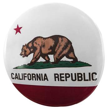 15" x 15" California State Flag Dome Metal Sign White/Red - American Art Decor