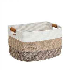 VECELO Woven Storage Basket Decorative Coiled Rope Basket Washable Woven Laundry Basket - 1 of 4