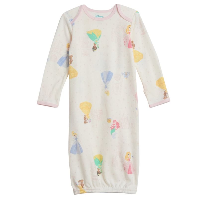 Disney Princess Baby Girls 3 Pack Long Sleeve Swaddle Sleeper Gowns Newborn , 3 of 9