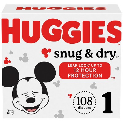Image of Huggies Snug & Dry Baby Disposable Diapers Super Pack - Size 1 - 108ct