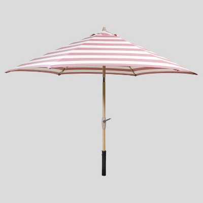 9' Round Cabana Stripe Patio Umbrella - Light Wood Pole - Threshold™