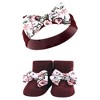 Hudson Baby Infant Girl Headband and Socks Giftset, Pink Burgundy, One Size - 3 of 4